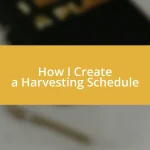 How I Create a Harvesting Schedule