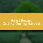 How I Ensure Quality During Harvest