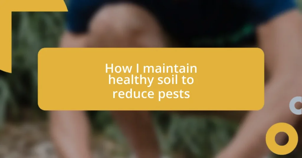 How I maintain healthy soil to reduce pests