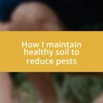 How I maintain healthy soil to reduce pests