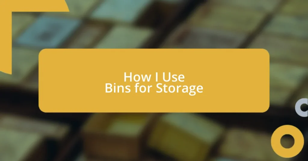How I Use Bins for Storage