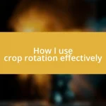 How I use crop rotation effectively