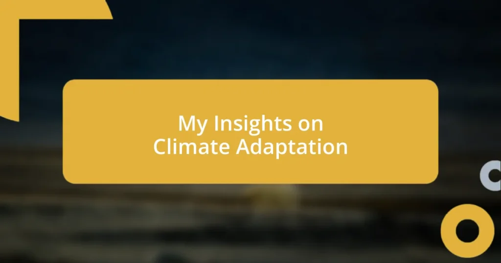 My Insights on Climate Adaptation