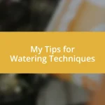 My Tips for Watering Techniques