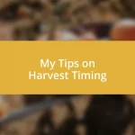 My Tips on Harvest Timing