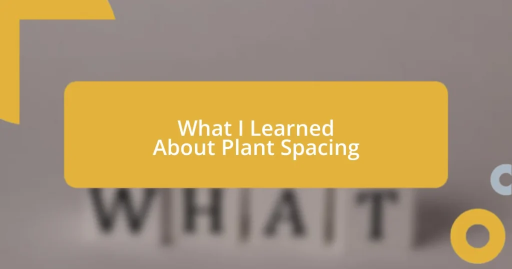 What I Learned About Plant Spacing